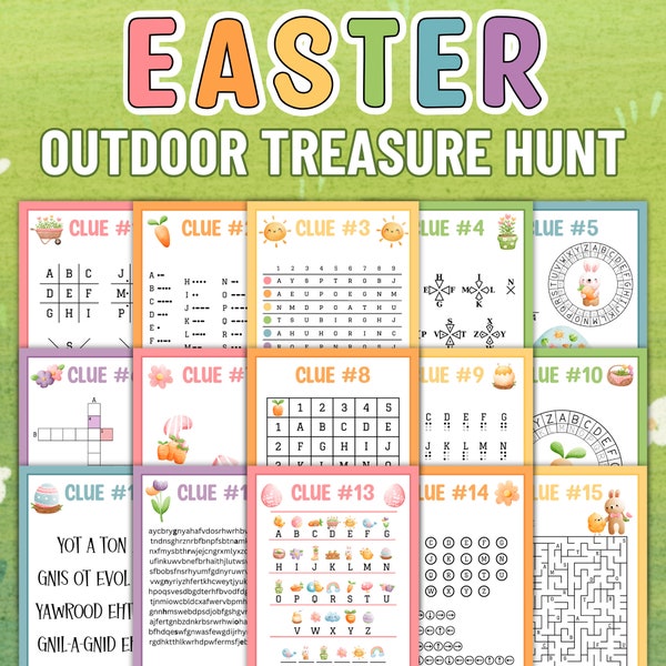 Easter Treasure Hunt, Easter Scavenger Hunt, Easter Activities for Older Kids, Easter Puzzle Clues, Outdoor Treasure Hunt, Easter Egg Hunt