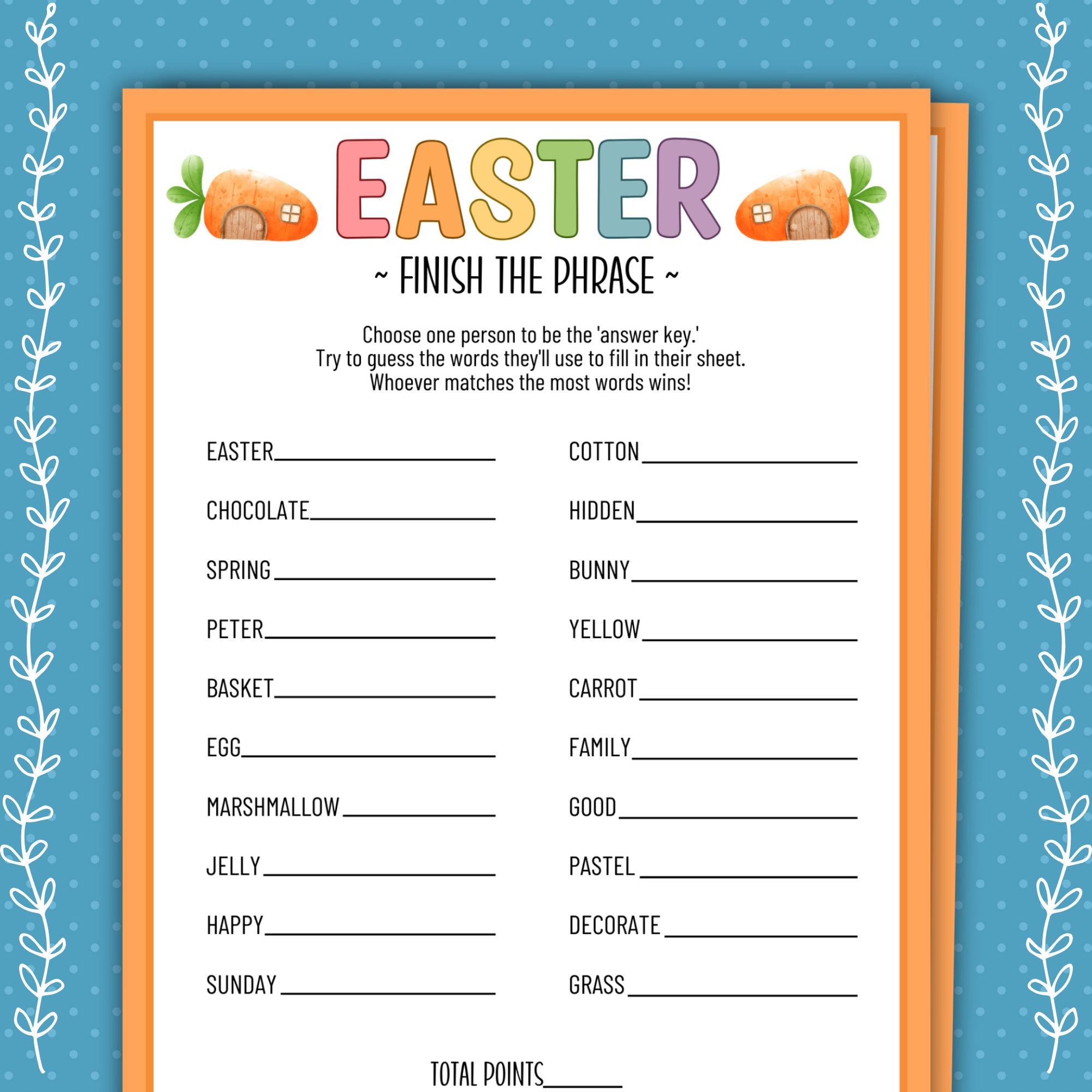 Easter Finish The Phrase, Easter Classroom Games, Easter Family Games, Easter Party Games, Printable Easter Games and Activities