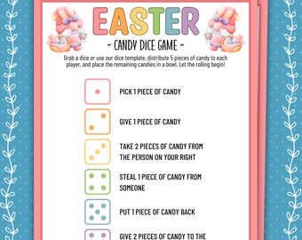 Easter Candy Dice Game, Easter Printable Game, Easter Party Game, Classroom Games, Family Games, Kids Easter Games and Activities