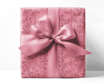 Pink Coquette Gift Wrap Paper, Elegant Bow Wrapping Paper, Feminine Vintage Gift Wrap, Pink Birthday Wrapping Paper, Bridal Shower Gift Wrap