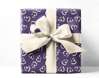 Purple Gift Wrapping Paper With Hearts