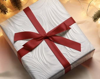 Elegant White & Grey Gift Wrapping Paper: 3D Optical Illusion