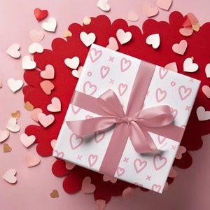 Carta da regalo con cuori rosa pastello / Ti amo / Confezioni regalo di San Valentino per fidanzata e fidanzato / Moglie e marito / Regali per l'amante