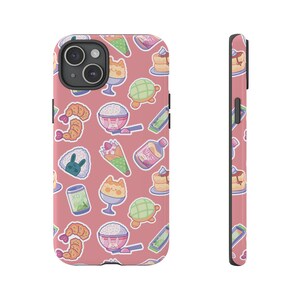 Custodia per telefono, snack giapponesi, custodia resistente per iPhone Samsung Galaxy, regalo per buongustai, amanti della cultura pop giapponese, golosi, rosa kawaii