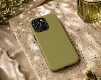 Olive Green Phone Case, Minimalist Solid Color iPhone Case, Earthy Green Case, Sage Khaki Phone Cover, Neutral Aesthetic Case
