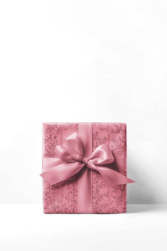 Pink Coquette Gift Wrap Paper, Elegant Bow Wrapping Paper, Feminine Vintage Gift Wrap, Pink Birthday Wrapping Paper, Bridal Shower Gift Wrap