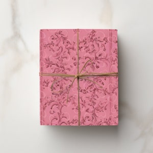 Pink Flora Gift Wrapping Paper With Hearts