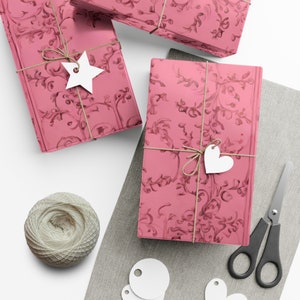 Pink Coquette Gift Wrap Paper, Elegant Bow Wrapping Paper, Feminine Vintage Gift Wrap, Pink Birthday Wrapping Paper, Bridal Shower Gift Wrap image 7