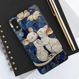 Custodie per telefono, design Lover Mouse, regalo ideale per una persona amata, guscio protettivo, marmo blu, custodie abbinate, accessorio per appuntamenti, sposi novelli