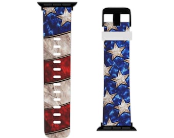 Correa para Apple Watch con diseño de bandera estadounidense