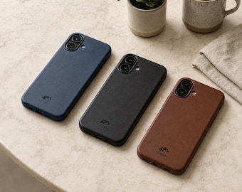 Brown Vegan Leather Phone Case, Minimalist PU Leather Case, Slim Protective iPhone Case, Samsung Leather Style Case, Premium Faux Leather