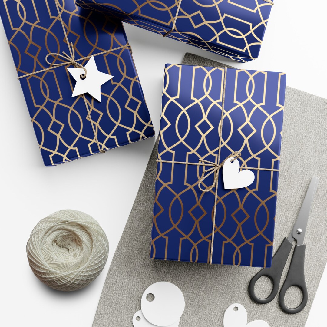 Elegant Navy Art Deco Wrapping Paper for Extravagant Gifts - Etsy