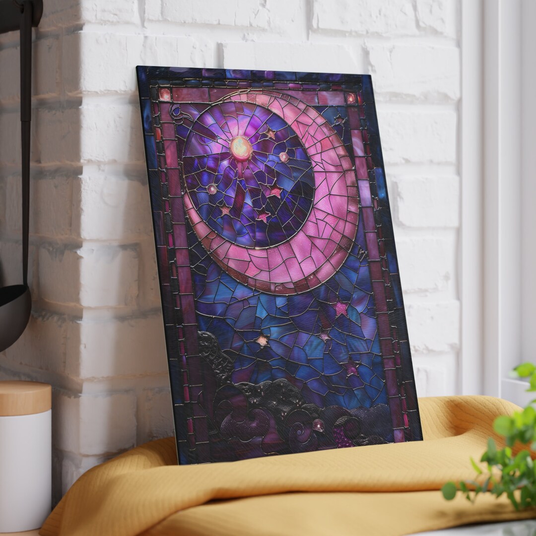 Stained Glass Design Moon and Stars Cutting Board Celestial Kitchen ...