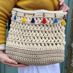 CROCHET PATTERN Linnea Bag, LARGE size, beach bag pattern, crochet purse shopping bag macrame boho summer handbag, crochet shoulder bag, Pdf image 1