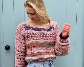 Crochet pattern - CALLUNA crochet jumper pattern PDF - Women crochet jumper pattern - colourful jumper - colorful sweater - oversized jumper