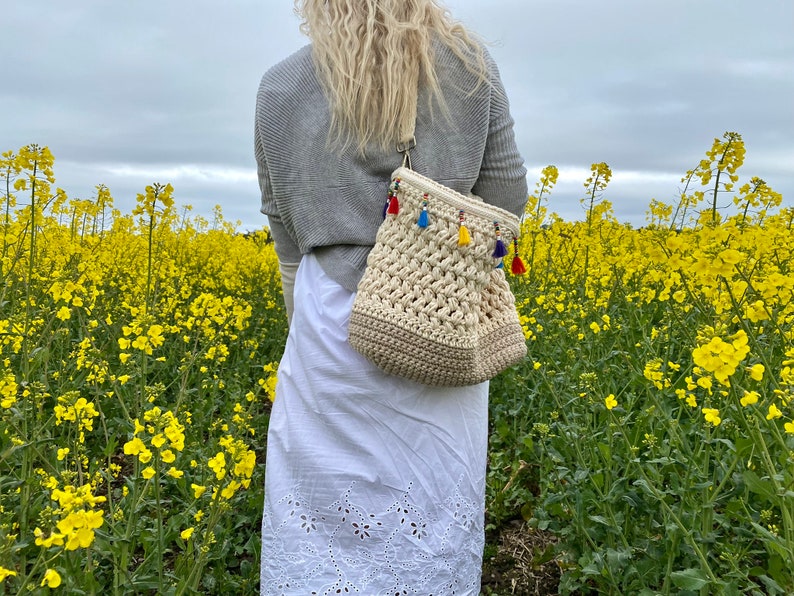 CROCHET PATTERN Linnea Bag, LARGE size, beach bag pattern, crochet purse shopping bag macrame boho summer handbag, crochet shoulder bag, Pdf image 3