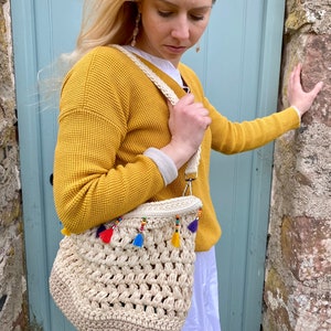 CROCHET PATTERN Linnea Bag, LARGE size, beach bag pattern, crochet purse shopping bag macrame boho summer handbag, crochet shoulder bag, Pdf image 4