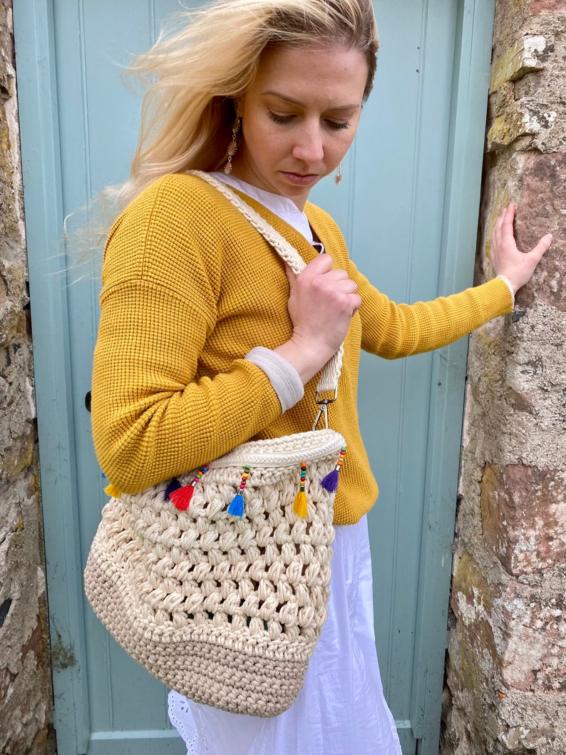 CROCHET PATTERN Linnea Bag, LARGE size, beach bag pattern, crochet purse shopping bag macrame boho summer handbag, crochet shoulder bag, Pdf image 4