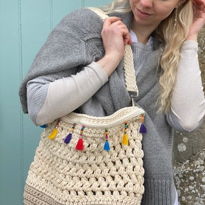 CROCHET PATTERN Linnea Bag, LARGE size, beach bag pattern, crochet purse shopping bag macrame boho summer handbag, crochet shoulder bag, Pdf image 5