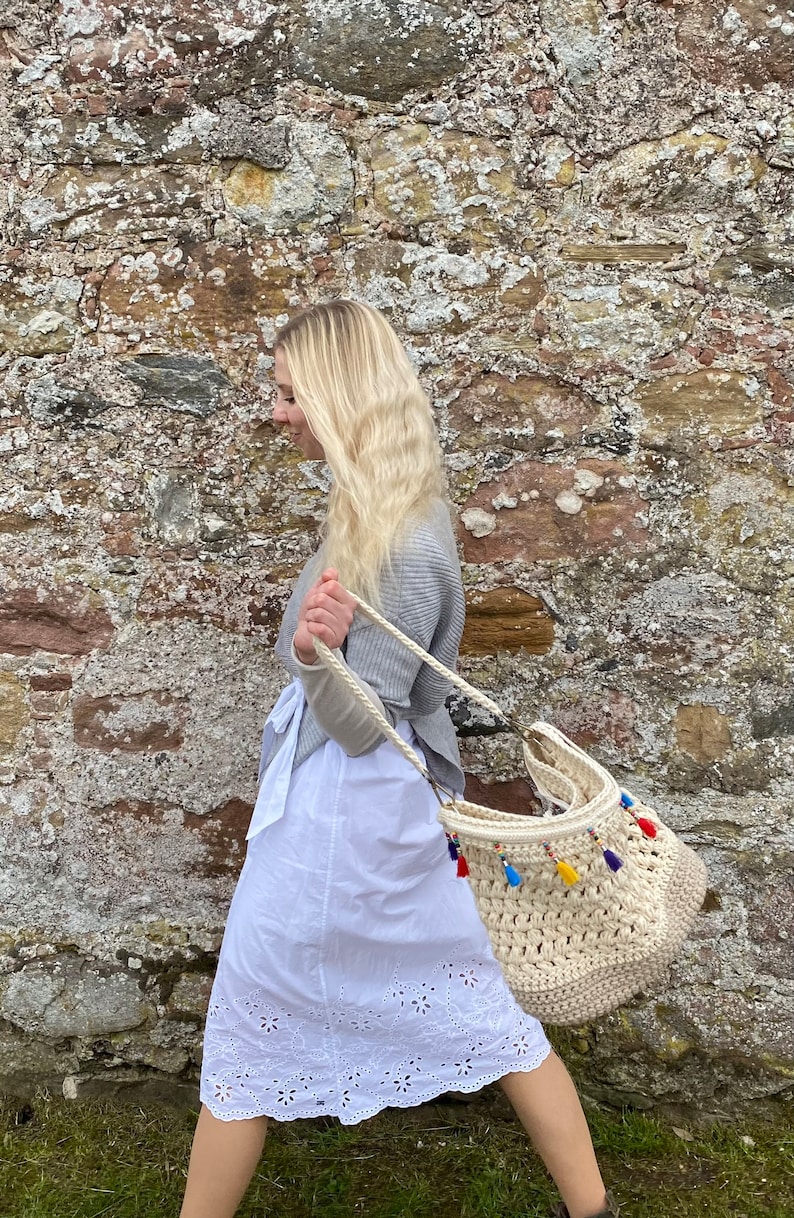 CROCHET PATTERN Linnea Bag, LARGE size, beach bag pattern, crochet purse shopping bag macrame boho summer handbag, crochet shoulder bag, Pdf image 7