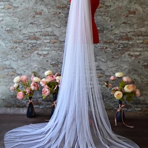 White wedding veil in 1 single tiers of light and soft tulle with a comb for attaching to the hair