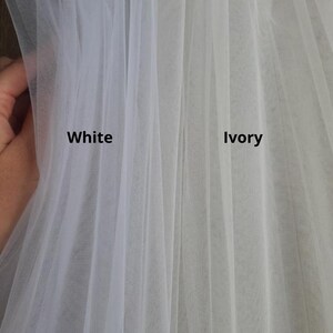 Elegant ivory chapel 2 tier veil, soft tulle raw cut edge with comb image 7