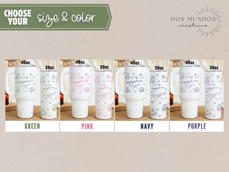Vaso térmico personalizado para la futura novia, taza de viaje personalizada para la futura Sra., regalo de compromiso para la futura novia, vaso térmico con asa. imagen 2