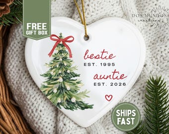 Bestie to Auntie Ornament Promoted to Auntie Christmas Ornament First Time Auntie Ornament Friend Pregnancy Reveal New Auntie Keepsake