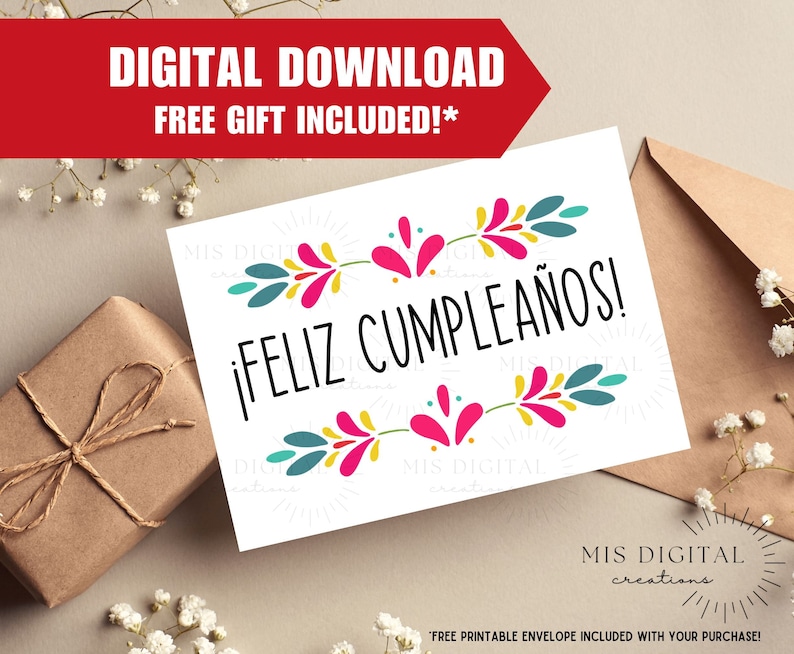 Feliz Cumpleaños Printable Card, Spanish Birthday Card Printable ...