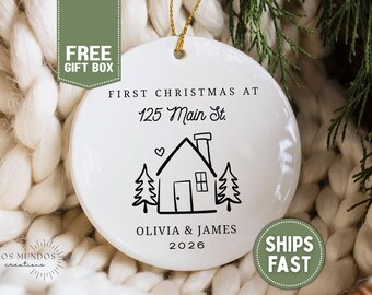 New Home Ornament Personalized New Home Ornament Minimalist New House Ornament Address Ornament First Christmas in our New Home Keepsake