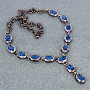 Electroformed Copper Tanzanite Quartz Necklace - Handmade Adjustable Chain