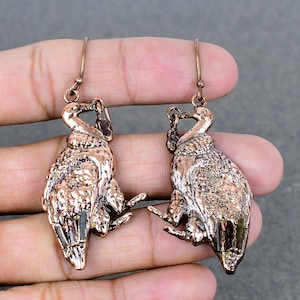 Pendientes de turmalina multipiedra en bruto, hechos a mano en cobre electroformado, con forma de pavo real, hermosas joyas de cobre, regalos de compromiso.