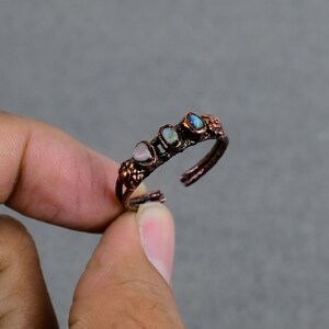 Electroformed Copper Ethiopian Opal Ring - Adjustable Gemstone Ring