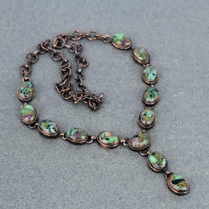 Electroformed Copper Ruby Zoisite Necklace - Handmade Gemstone Jewelry