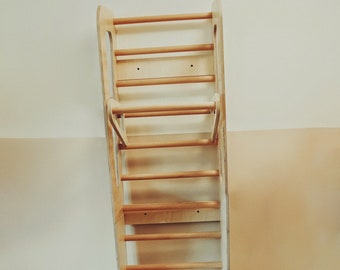 Sturdy wooden climbing ladder with bar Montessori climbing furniture Wooden baby gym Wall mounted ladder for toddler