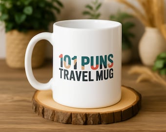 Kubek podróżny „101 Puns”, kubek na kawę z żartem taty, zabawny prezent dla miłośnika kalamburów