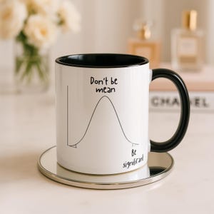 Grappige statistiekmok, wiskundeleraar datawetenschapper cadeau, beker met normale verdeling woordspeling