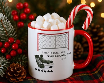 Mug de hockey drôle, je ne t'entends pas jouer, cadeau pour fan de hockey sur glace