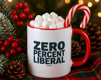 Kubek do kawy Zero Percent Liberal, prezent o charakterze konserwatywnego humoru politycznego (ceramika 15 uncji)