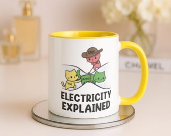 Mug drôle d'électricien, tasse avec explication de la physique du chat loi d'Ohm