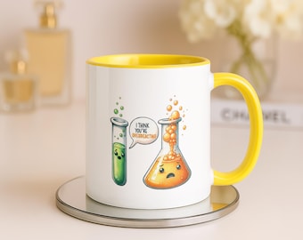Mug chimie amusante, cadeau pour professeur de sciences, jeu de mots réagissant de manière excessive, nerd scientifique labo tech