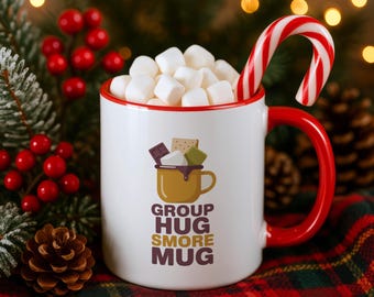 Kubek „Group Hug Smore”, zabawny kubek kempingowy na kawę, emaliowany kubek do herbaty (11 uncji/15 uncji)
