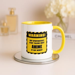 Funny Anime Mug, Warning Anime Sign, Otaku Gag Gift, May Spontaneously Talk About Anime, Weeb Coffee Cup, Teen Present, Manga Reader Gift