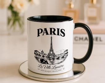 vintage Paris Tour Eiffel Mug, Tasse à café La Ville Lumière, Souvenir de voyage en France