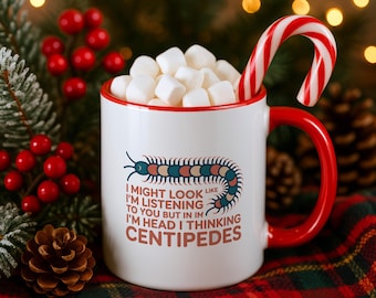 Duizendpootmok, Duizendpootcadeaus, Grappige koffiebeker met duizendpoot, Het lijkt misschien alsof ik naar je luister, maar in mijn hoofd denk ik aan duizendpoten, G