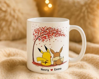 Mug couple anime personnalisé, tasse à café Gamer personnalisée, cadeau d'anniversaire monstre de poche