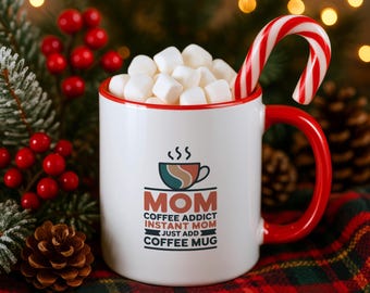Kubek Mom Coffee Addict, ceramiczny kubek do kawy o pojemności 11 uncji dla zmęczonych mam