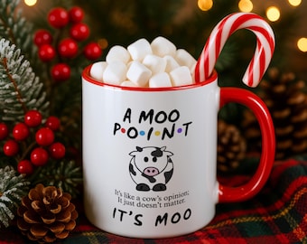 Mug vache drôle, tasse à café Moo Point, cadeau humour sitcom des années 90, citation nostalgique pour la télévision, blague sarcastique sur la vache, cadeau bâillon du millénaire, tasse pour amoureux des vaches