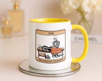 Mug drôle de massothérapeute, tasse de carte de tarot squelette, cadeau LMT, humour de massage gothique, cadeau bâillon de chiropracteur, cadeau de kinésithérapie, effrayant