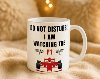 Tasse F1 | Ne pas déranger en regardant la F1 | Tasse en céramique pour le jour de la course
